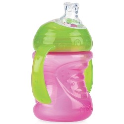 COPO NUBY COM ALCA E SUPER BICO DE SILICONE 240ML ROSA